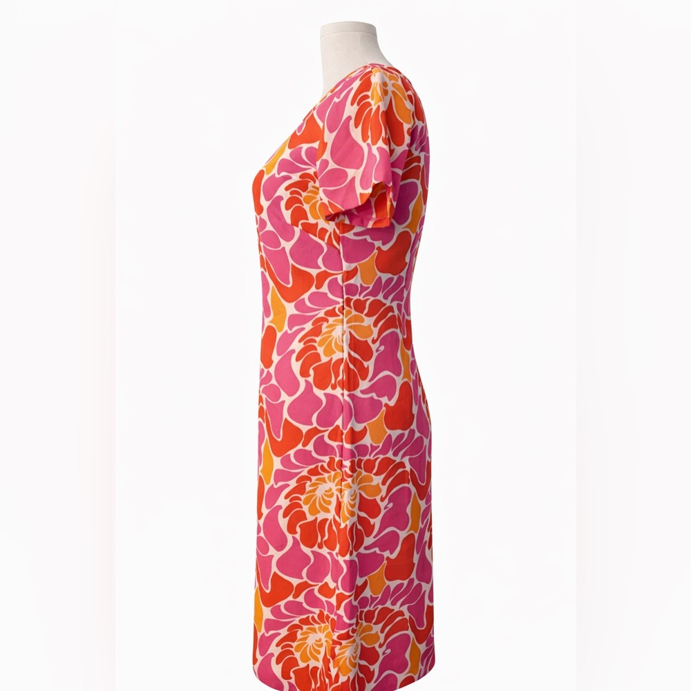 Banana Republic Pink Orange Mod Floral Shift Dress Size‎ 4 - Picture 3 of 4